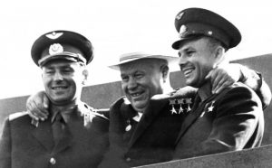 Titov, Nikita Khrushchev and Yuri Gagarin, 1961