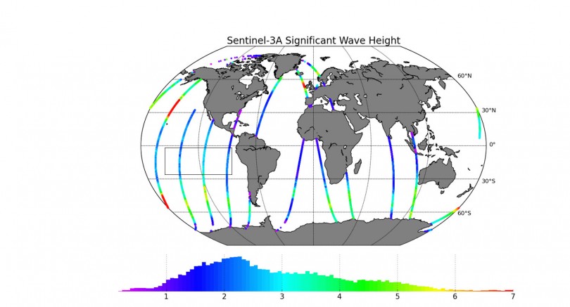 Mapa de Altura Superficial del Mar - Sentinel-3A - SRAL