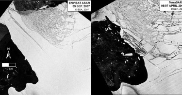 Rompimiento de barrera de hielo Wilkins en la Antártida