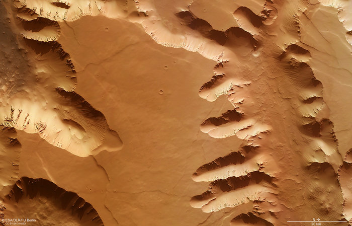 Laberinto de la Noche, en Marte. Imagen: ESA