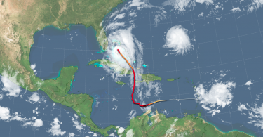 Trayecto e intensidad del Huracán Matthew